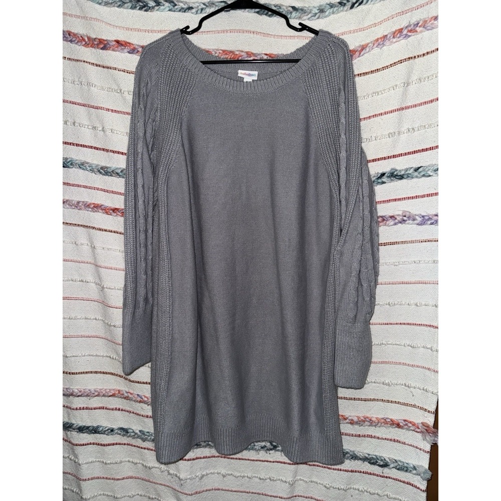 LuLaRoe Cable Knit Long Sleeve Tunic Sweater Gray Women's Size 2XL